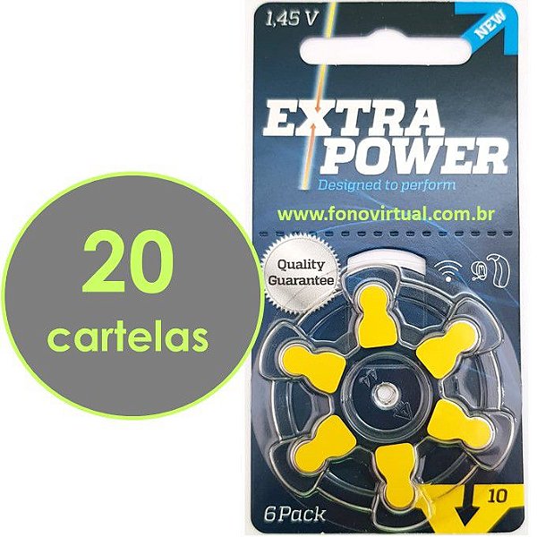 120 Baterias EXTRA POWER 10 / PR70 - Para Aparelho Auditivo
