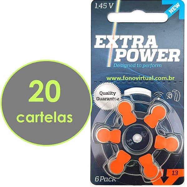 120 Baterias EXTRA POWER 13 / PR48 - Para Aparelho Auditivo