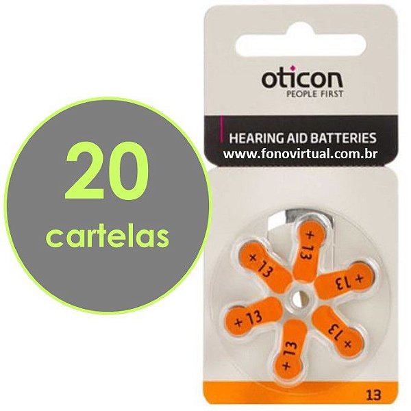 Bateria Para Aparelho Auditivo OTICON 13 / PR48 - 120 pilhas