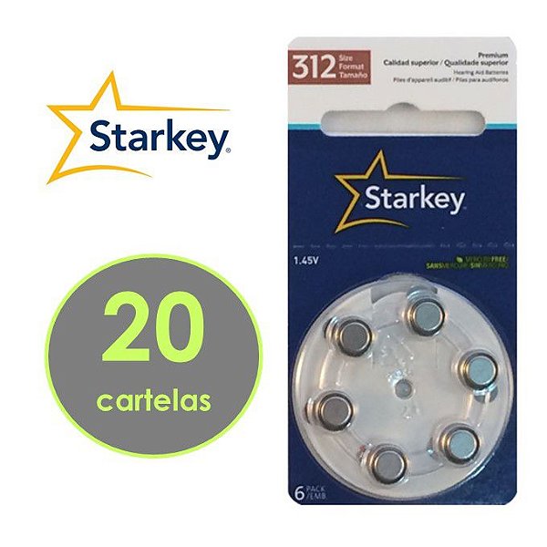 Starkey 120 unidades - Modelo 312 / PR41- Baterias Para Aparelho Auditivo