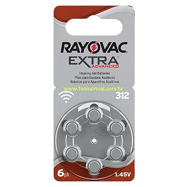 Bateria RAYOVAC (06 baterias) - Modelo 312 / PR41- Para Aparelho Auditivo