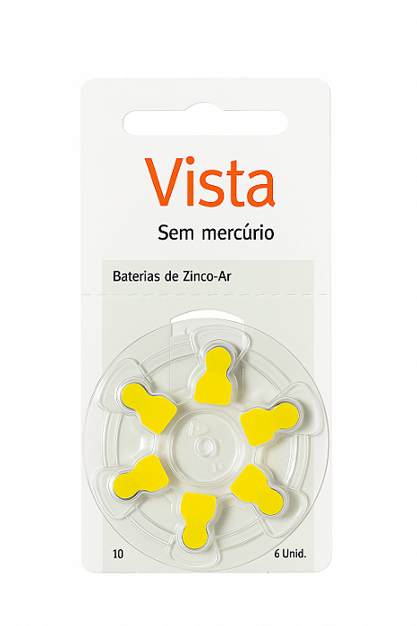 Cartela (6 Unidades )Bateria Vista - Modelo 10 / PR70 - Para Aparelho Auditivo