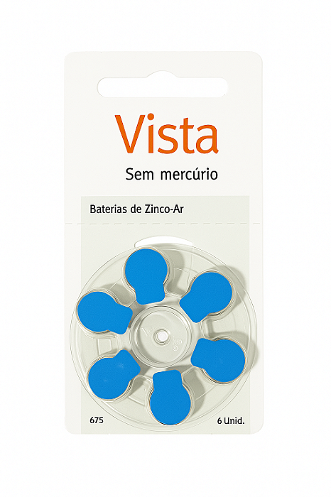 Cartelas (6 Unidades ) Bateria Vista - Modelo 675 / PR44 - Para Aparelho Auditivo