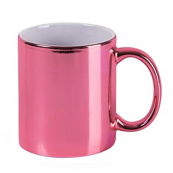 Caneca de Cerâmica para Sublimação Rosa Metal 325ml