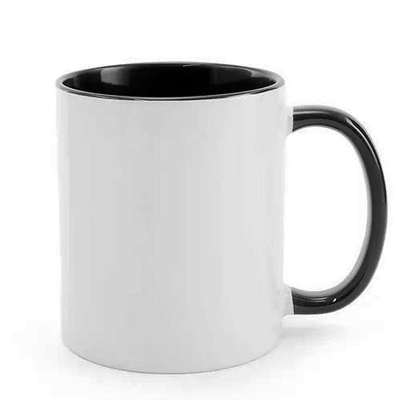 Caneca de Cerâmica para Sublimação Branca com Interior e Alça Preta 325ml