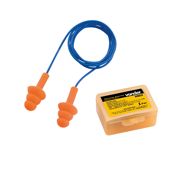 Protetor Auditivo Tipo Plug de Silicone com Cordão em PVC Vonder