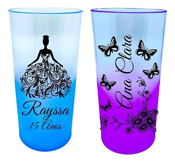 40 Copos Longdrink 320ml Personalizados Frent/vers Degrade