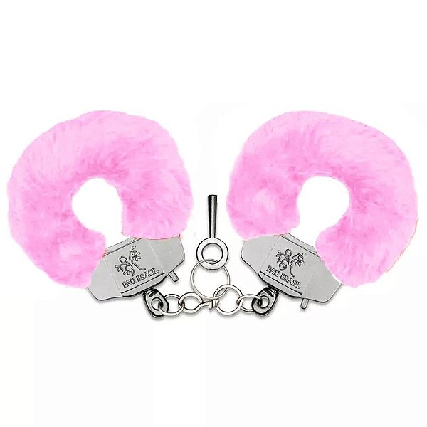 Algema de Metal Reforçada com Capa de Pelúcia Rosa