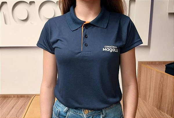 CAMISETA POLO AZUL MARINHO - MALHA FRIA - FEM