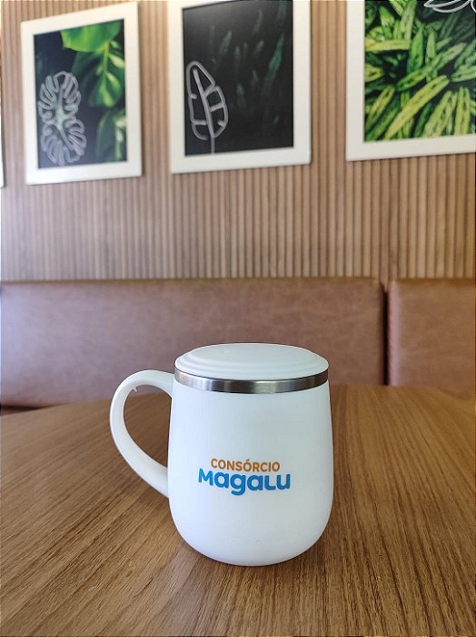 Caneca branca consórcio Magalu