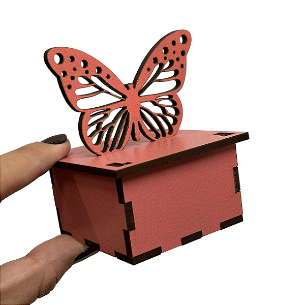 Kit 15 Caixinhas Borboleta 5x5x3cm - Rosa Antigo