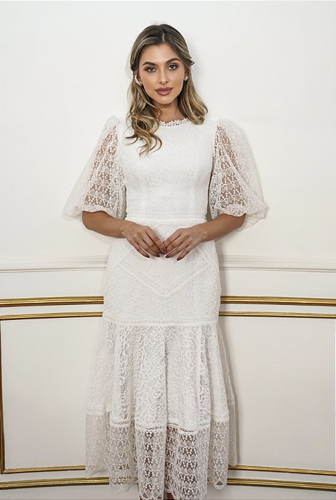 Vestido Noiva Civil Luiza em Renda