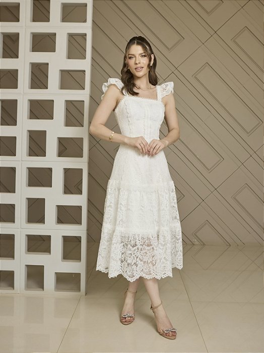 Vestido Jade Midi em Renda