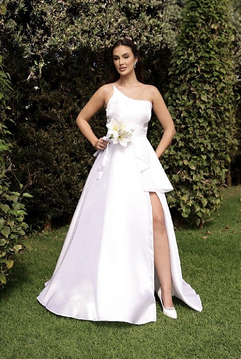 Vestido Beatriz em Zibeline com Fenda