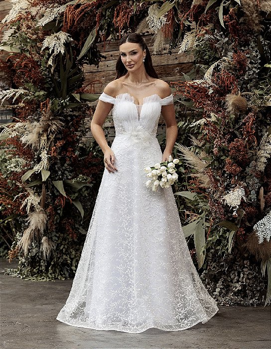 Vestido Longo Márcia em Renda e Tule