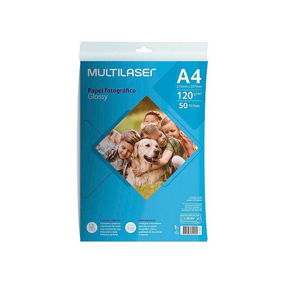 Papel Fotográfico Glossy A4 120g PE035 Multilaser 50 Folhas