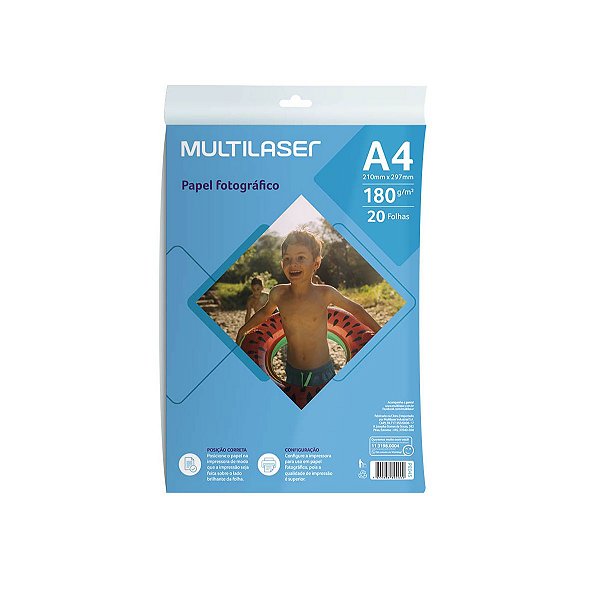 Papel Fotográfico Matte A4 180g PE045 Multilaser 20 Folhas