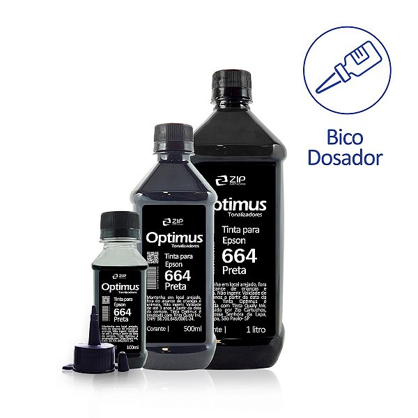 Tinta Epson 664 | T664120 Corante Preta Optimus