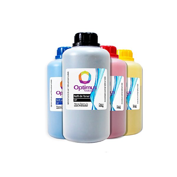 Kit de Refil de Pó de Toner HP W2020A | 414A LaserJet Optimus Preto 500g + Coloridos 250g