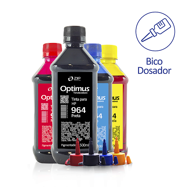 Kit de Tinta HP 964 | 964XL OfficeJet Pro Pigmentada Optimus Preta + Coloridas 500ml