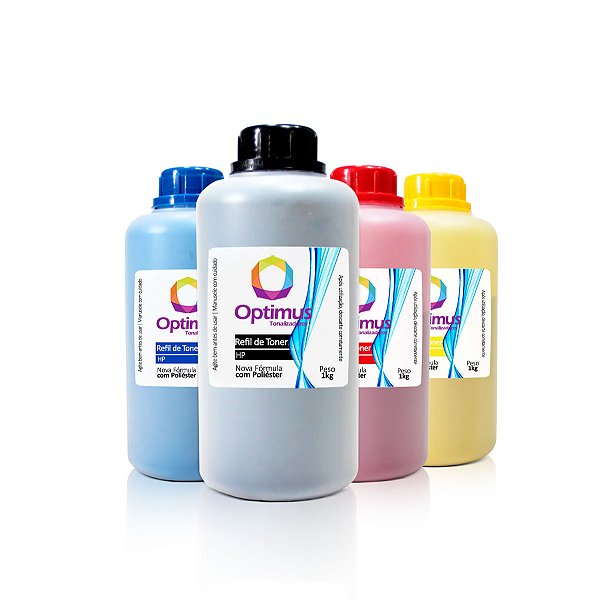 Kit de Refil de Pó de Toner HP CF510A | 204A LaserJet Optimus Preto + Coloridos 1kg