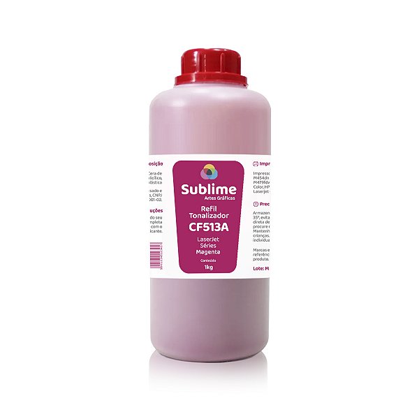 Refil de Pó de Toner HP CF513A | 204A LaserJet Sublime Magenta 1kg