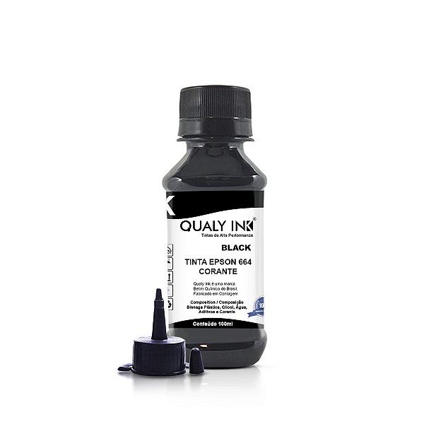 Tinta Epson 664 | T664120 Preta Corante Qualy Ink 100ml