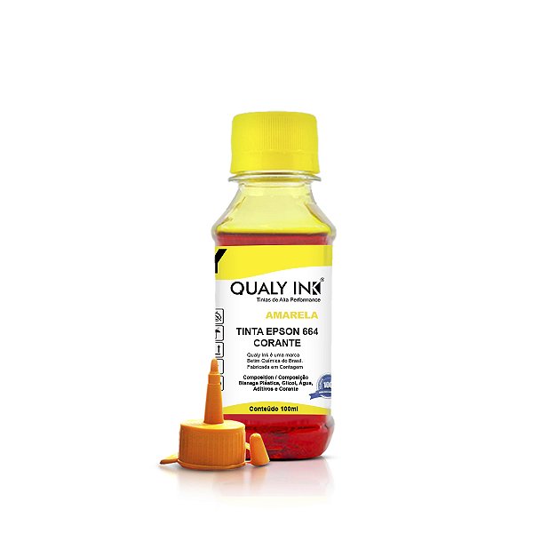 Tinta Epson 664 | T664420 Amarela Corante Qualy Ink 100ml
