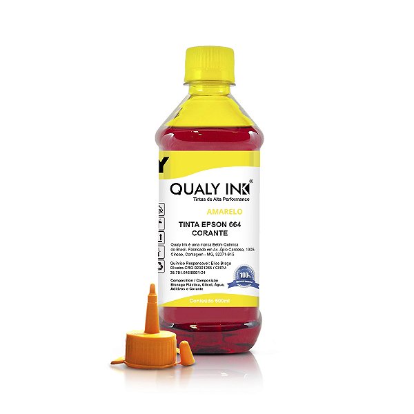 Tinta Epson 664 | T664420 Amarela Corante Qualy Ink 500ml