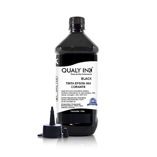 Tinta Epson 664 | T664120 Preta Corante Qualy Ink 1 litro