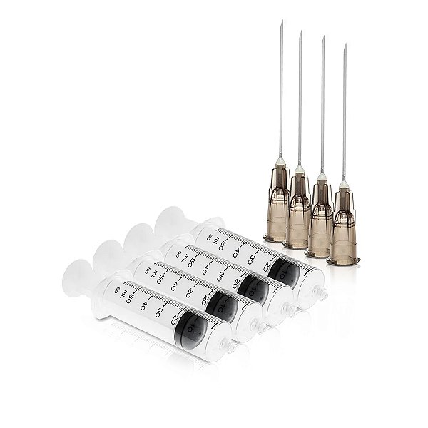 Kit de 4 Seringas + 4 Agulhas Descarpack Luer Lock 60ml
