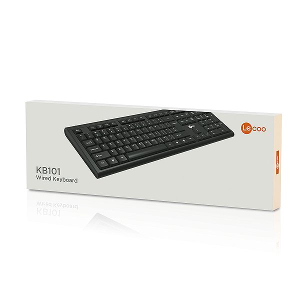 Teclado USB Membrana com Fio KB102 Preto Lecoo