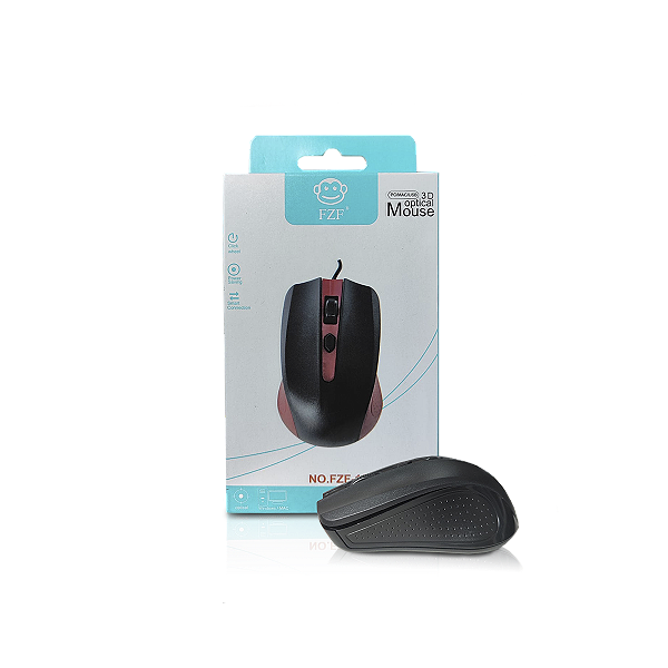 Mouse Com Fio USB 1600 DPI Básico FZF-1918 Ebai