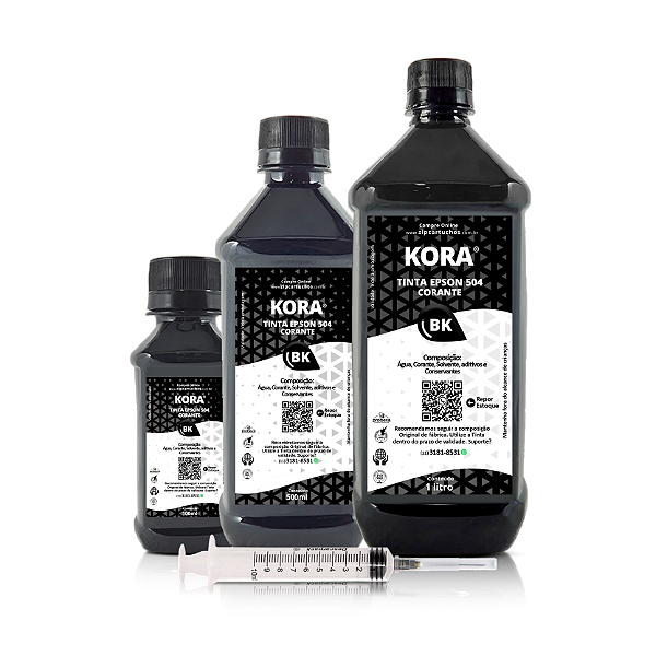Tinta Epson 504 | T504120 Preta Pigmentada Kora