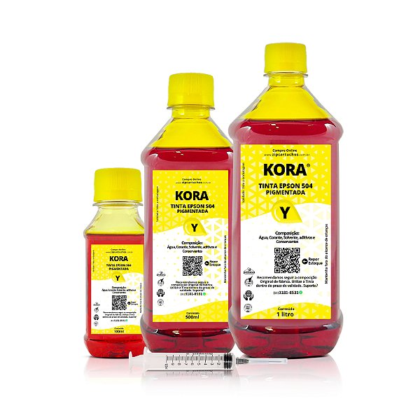 Tinta Epson 504 | T504420 Amarela Pigmentada Kora