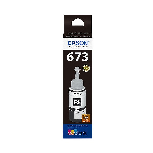 Tinta Epson T673120 | L1800 | 673 EcoTank Preta Original 70ml