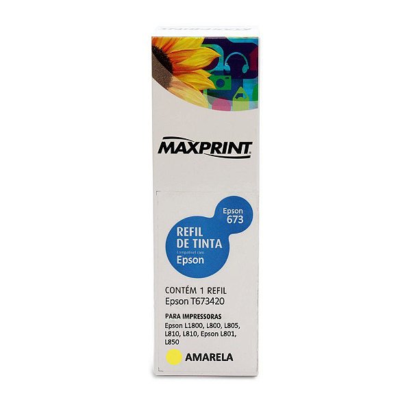 Tinta Epson L1800 | 673 | T673420 EcoTank Amarela Maxprint 100ml