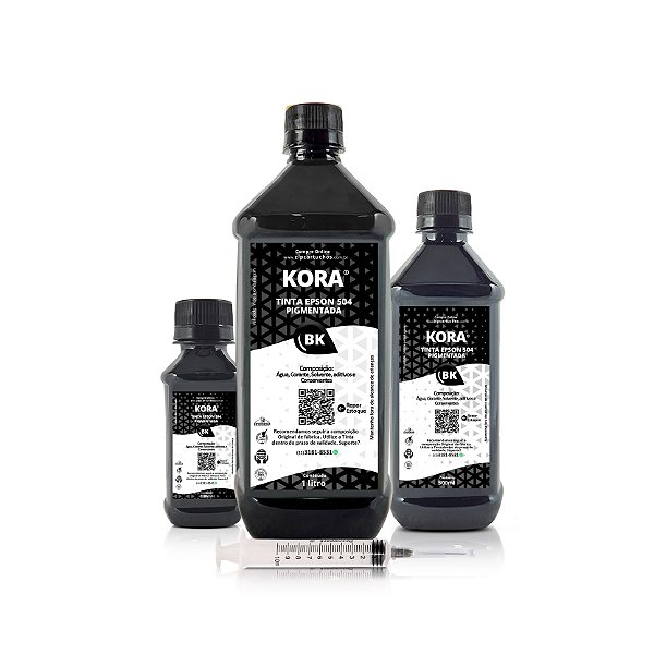 Tinta Epson 504 | T504120 Preta Pigmentada Kora