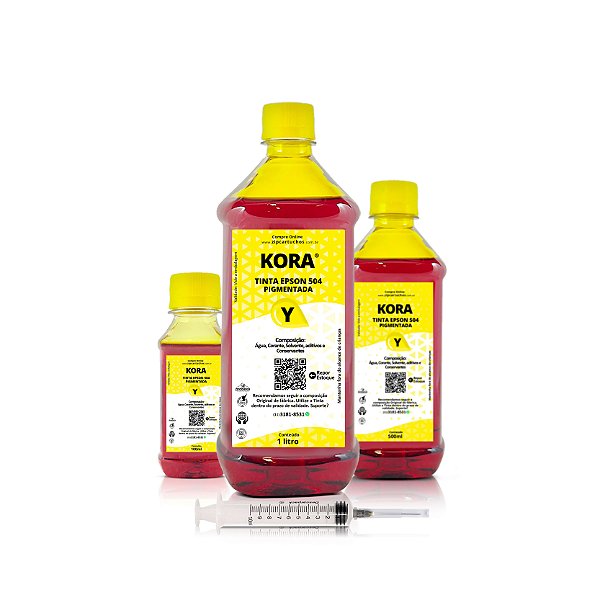 Tinta Epson 504 | T504420 Amarela Pigmentada Kora