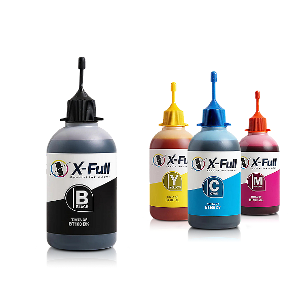Kit de 4 Tintas Brother BTD100BK Preta + Coloridas X-Full