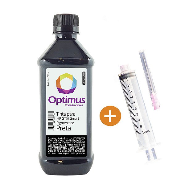 Tinta Optimus para HP GT53 | 1VV22AL | GT53 Smart Tank Preta Corante 500ml