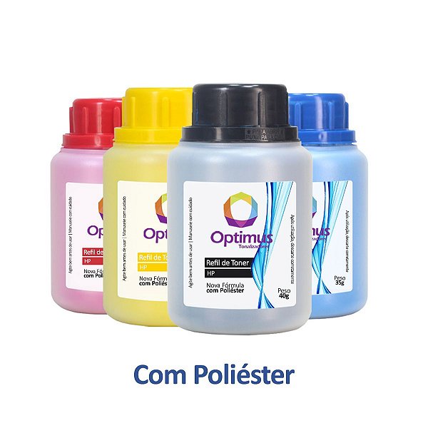 Kit de Refil de Pó de Toner HP CE310A | 126A Optimus Preto 40g + Colorido 35g