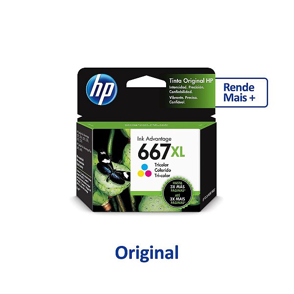 Cartucho HP 667XL | 3YM80AL | HP 667XL Colorido Original 8ml