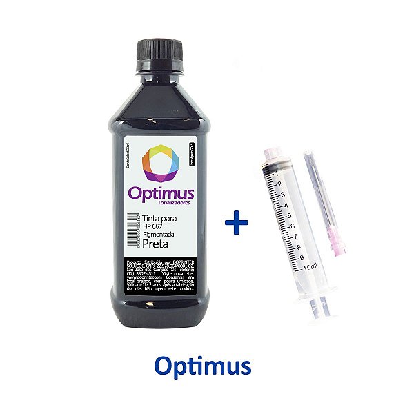 Tinta para Cartucho HP 667 | HP 2776 DeskJet Optimus Preta Pigmentada 500ml