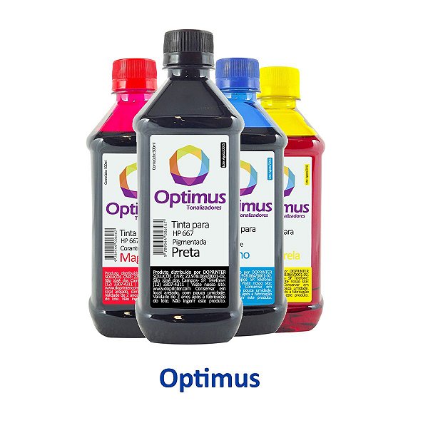 Kit de Tinta para Cartucho HP 667 | HP 2776 DeskJet Optimus Preta + Coloridas 500ml