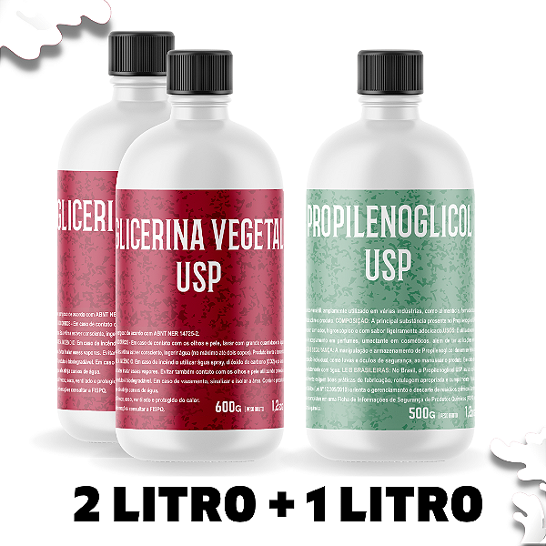 Glicerina Vegetal USP 2L + Propilenoglicol USP 1L