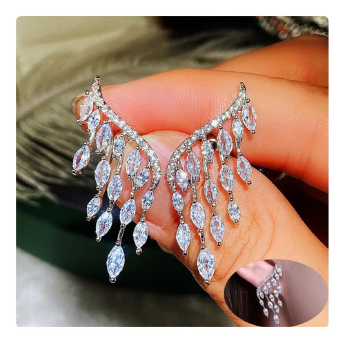 Brinco Ear Cuff Noiva Pedra Zirconia Debutante Prata Festa