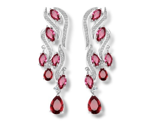 Brinco Noiva Zirconia Vermelho Festa Madrinha Formatura