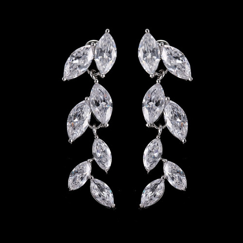 Brinco Noiva Zirconia Prata Festa Debutante Pendurado