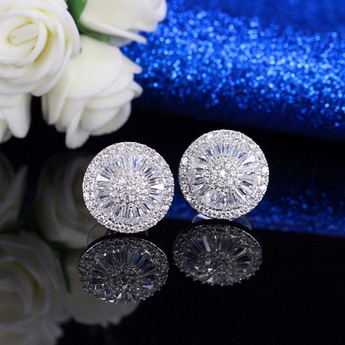 Brinco Zirconia Noiva Prata Pequeno Redondo Delicado Barato
